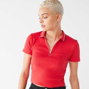 UO Red Zip Polo